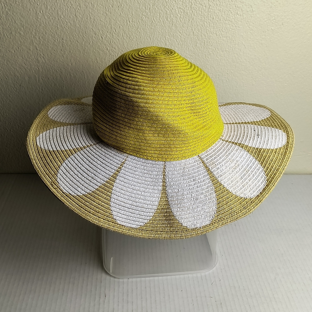 San Diego Hat Company Yellow and White Daisy Sun Paper Straw Hat Kids 5-7 - Picture 2 of 9